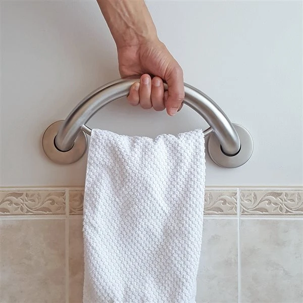 Healthcraft Products Plus Series 7.75-in Brushed Stainless Steel Wall Mount Grab Bar With Towel Ring - ADA Compliant - Image 4