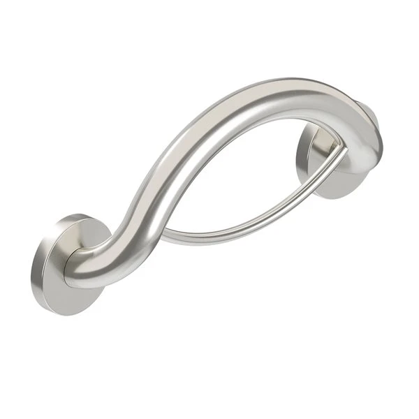 Healthcraft Products Plus Series 7.75-in Brushed Stainless Steel Wall Mount Grab Bar With Towel Ring - ADA Compliant