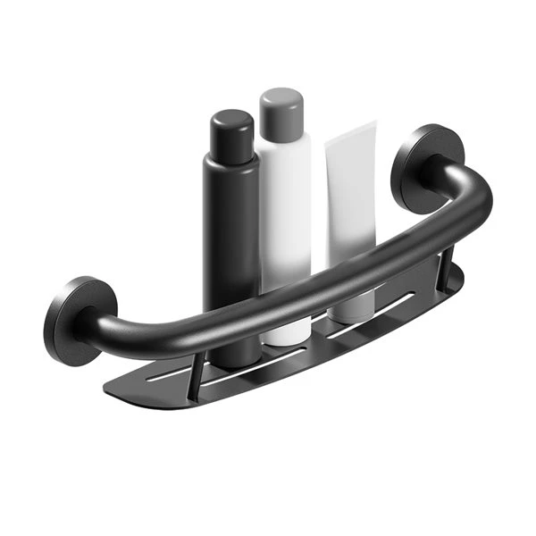 Healthcraft Products Plus Series 9.75-in Matte Black Wall Mount Grab Bar With Shelf - ADA Compliant - Image 4