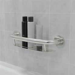 Healthcraft Products Plus Series 9.75-in Matte Black Wall Mount Grab Bar With Shelf - ADA Compliant
