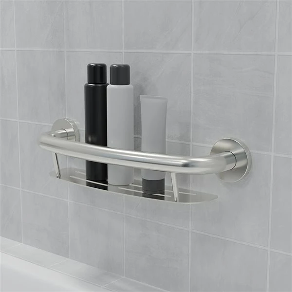 Healthcraft Products Plus Series 9.75-in Matte Black Wall Mount Grab Bar With Shelf - ADA Compliant