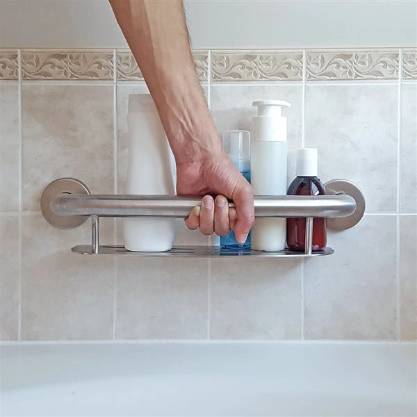 Healthcraft Products Plus Series 9.75-in Matte Black Wall Mount Grab Bar With Shelf - ADA Compliant - Image 2