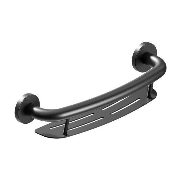 Healthcraft Products Plus Series 9.75-in Matte Black Wall Mount Grab Bar With Shelf - ADA Compliant - Image 5