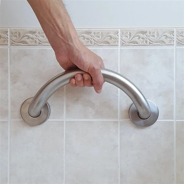Healthcraft Products Crescent Plus Series 7.5-in Brushed Stainless Steel Wall Mount Grab Bar - ADA Compliant - Image 2