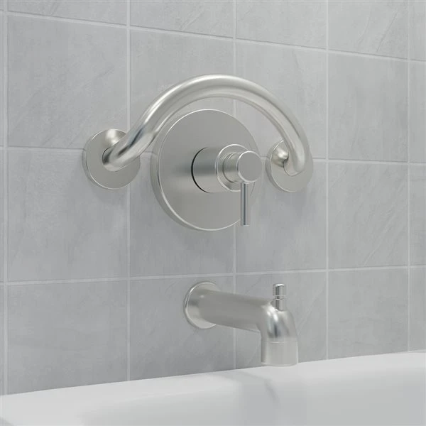 Healthcraft Products Crescent Plus Series 7.5-in Brushed Stainless Steel Wall Mount Grab Bar - ADA Compliant - Image 3