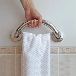 Healthcraft Products Plus Series 7.75-in Polished Chrome Wall Mount Grab Bar With Towel Ring - ADA Compliant