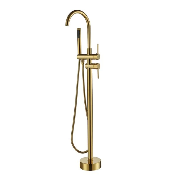 CASAINC Gold Double-Handles High Flow Bathroom Tub Faucet With Hand Shower - Image 5