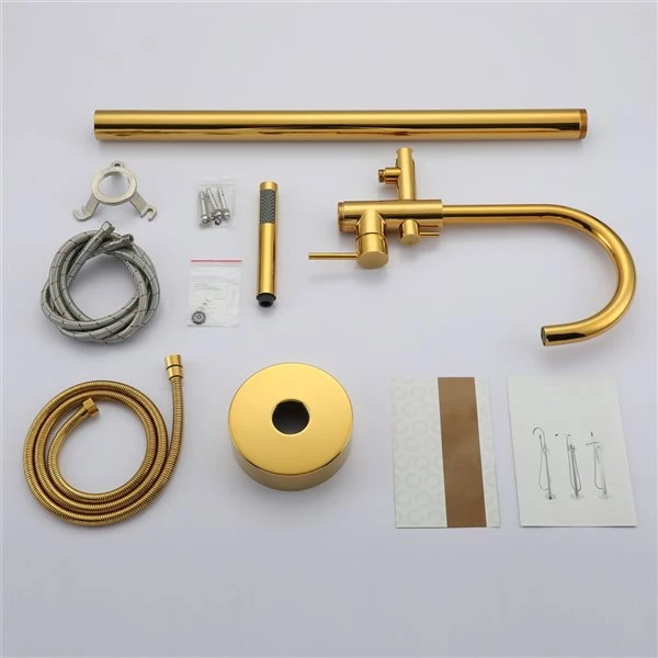 CASAINC Gold 1-Handle Freestanding Bathtub Faucet With Hand Shower - Image 4