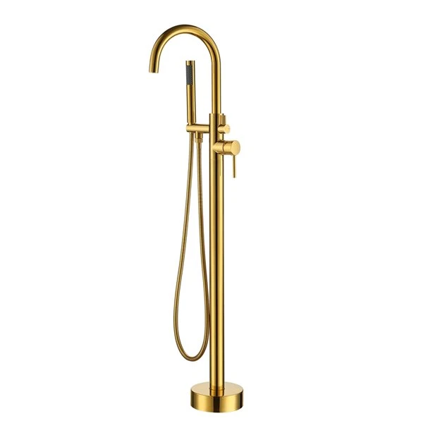 CASAINC Gold 1-Handle Freestanding Bathtub Faucet With Hand Shower - Image 5