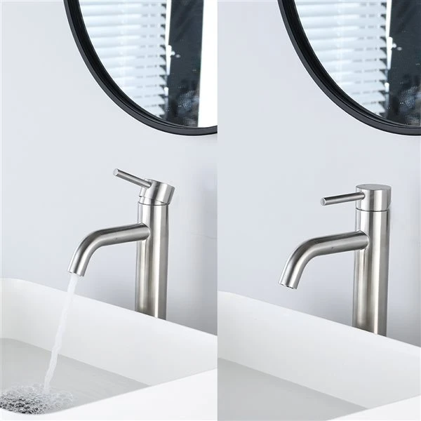Dornberg Brushed Nickel Single Hole High Bathroom Sink Faucet