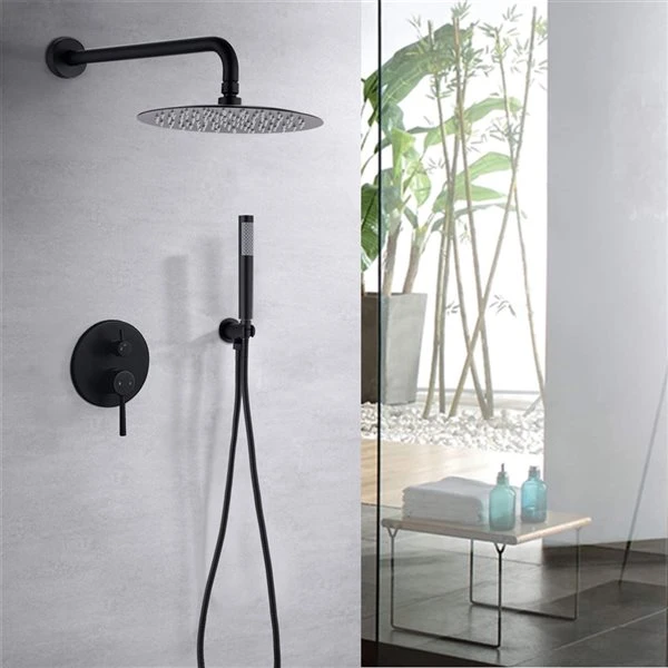 Dornberg Round Shower Head Wall Mounted Shower In Matte Black - Image 3
