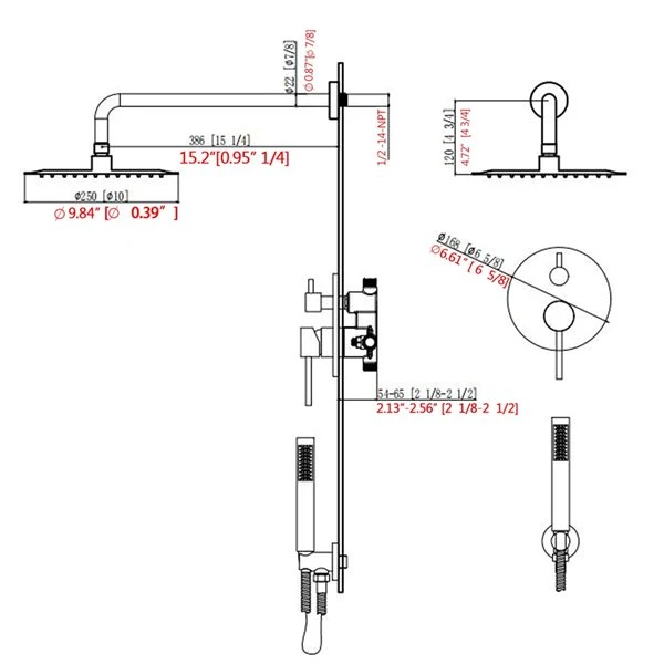 Dornberg Round Shower Head Wall Mounted Shower In Matte Black - Image 5