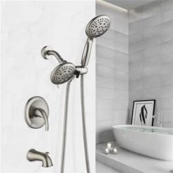 Dornberg Bath Rain Shower Head With Built-in Shower System In Brushed Nickel