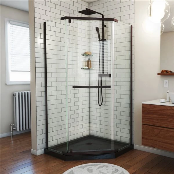 DreamLine Prism Bronze/Black 74.75-in X 40-in X 40-in Neo-Angle Corner Shower Kit - 2-Piece - Image 5