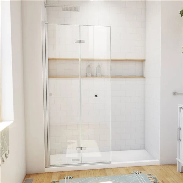 DreamLine Aqua-Q Fold 33-1/2-in X 72-in Frameless Bi-Fold Shower Door - Brushed Nickel - Image 3