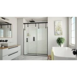 DreamLine Avenue 56-60-in X 79-in Sliding Shower Door In Satin Black