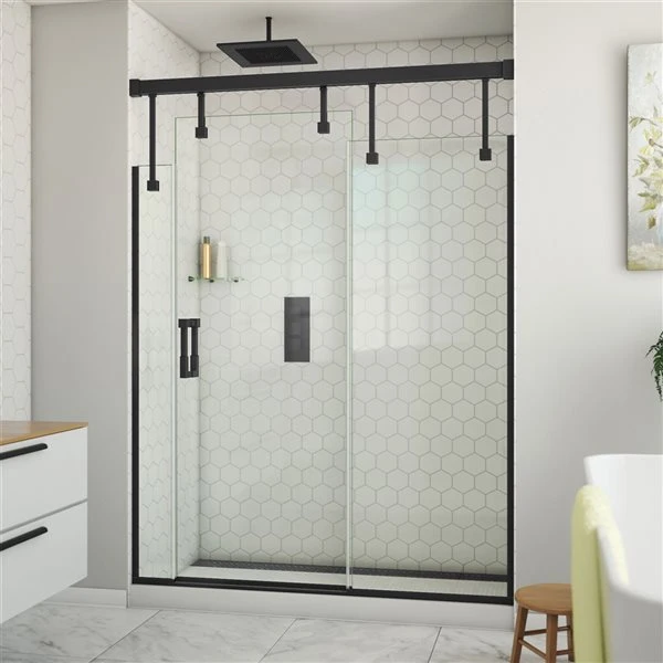 DreamLine Avenue 56-60-in X 79-in Sliding Shower Door In Satin Black - Image 4