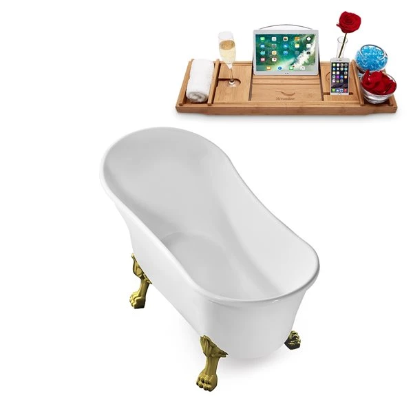 Streamline 63-in L X 28.3-in W White Acrylic Clawfoot Bathtub - Tub Tray And Internal Drain Included - Image 3