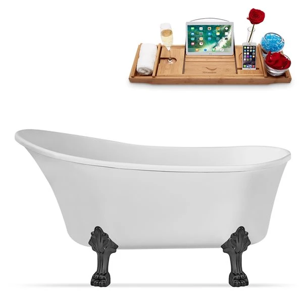 Streamline 31.5-in W X 66.9-in L White Acrylic Clawfoot Bathtub With Internal Drain And Tub Tray Included - Image 5