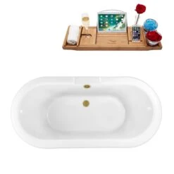 Streamline 28.3-in W X 59.1-in L Black Acrylic External Drain Clawfoot Bathtub - Tub Tray Included
