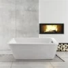 Streamline 32-in W X 60-in L Brushed Gunmetal/White Acrylic Rectangular Reversible Drain Freestanding Bathtub With Tray