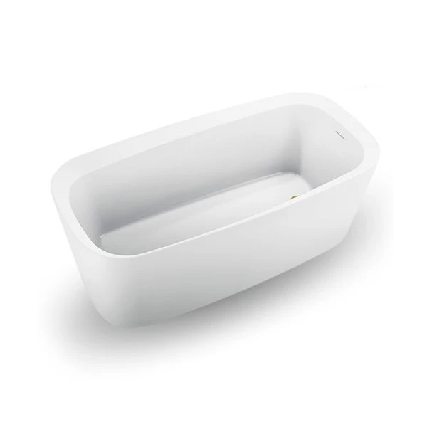 Streamline 28.3-in W X 59.1-in L Oval Brushed Gold/White Acrylic Reversible Drain Freestanding Bathtub With Tray - Image 2