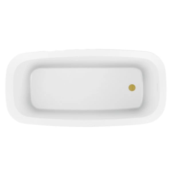 Streamline 28.3-in W X 59.1-in L Oval Brushed Gold/White Acrylic Reversible Drain Freestanding Bathtub With Tray - Image 3