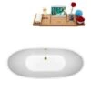 Streamline 28.3-in W X 62.2-in L White/Brushed Gold Acrylic Oval Center Drain Freestanding Bathtub With Tray