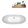 Streamline 28.3-in W X 62.2-in L Brushed Gunmetal/White Acrylic Oval Center Drain Freestanding Bathtub With Tray