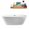 Streamline 30.7-in W X 66.9-in L Brushed Gunmetal/White Acrylic Oval Center Drain Freestanding Bathtub With Tray
