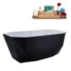 Streamline 28.7-in W X 63-in L Black/Brushed Gold Acrylic Oval Center Drain Freestanding Bathtub With Tray