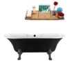 Streamline 33.9-in W X 68-in L Black/Matte Black Acrylic Oval Center Drain Clawfoot Bathtub With Tray