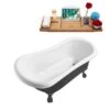 Streamline 27.5-in X 61-in Oval Black And Brushed Gun Metal Acrylic Clawfoot Bathtub With Reversible Drain And Tray