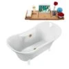 Streamline 34-in X 68-in White Acrylic Oval Clawfoot Bathtub With Brushed Gold Centre Drain And Tray