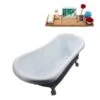 Streamline Oval Grey/Brushed Gun Metal Acrylic 27.5-in X 61-in Clawfoot Bathtub With Reversible Drain And Tray
