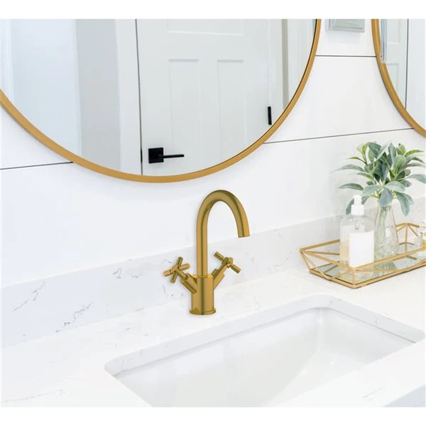 Ancona Prima Brushed Gold 2-Handle Single Hole Bathroom Sink Faucet