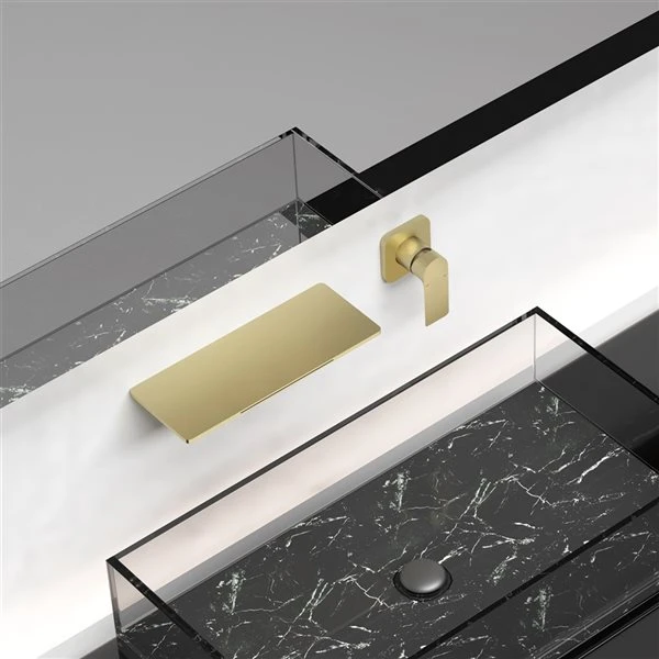 Clihome 1-Handle 2-Hole Brushed Gold WaterSense Labelled Bathroom Sink Faucet - Image 3
