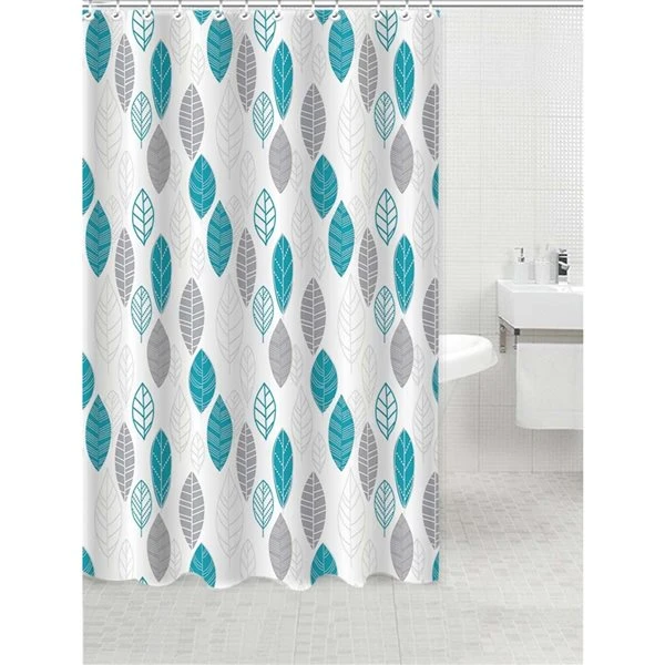 IH Casa Decor 71-in X 71-in Leaves Polyester Shower Curtain With Hooks And Bath Mat