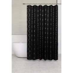 IH Casa Decor 71-in X 71-in Black Polyester Shower Curtain
