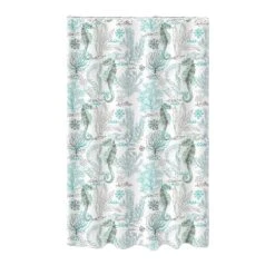 IH Casa Decor 71-in X 71-in Seahorse Polyester Shower Curtain With Hooks