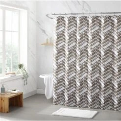 Swift Home 72-in X 70-in Polyester Brown Pattern Shower Curtain