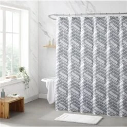 Swift Home 72-in X 70-in Polyester Grey Pattern Shower Curtain