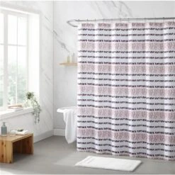 Swift Home 72-in X 70-in Polyester Purple Stripe Shower Curtain