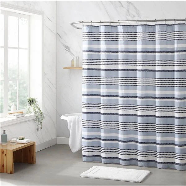 Swift Home 72-in X 70-in Polyester Blue Pattern Shower Curtain - Image 2
