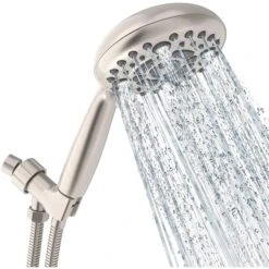American Imaginations 6-in Round Brushed Nickel 6-Spray Shower Head