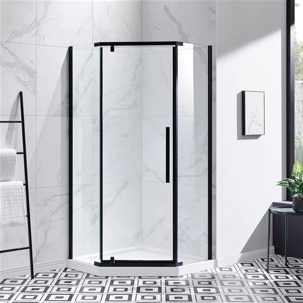OVE Decors Christelle Black 74.72-in X 35.98-in X 35.98-in Neo-Angle Corner Shower Kit - 2-Piece