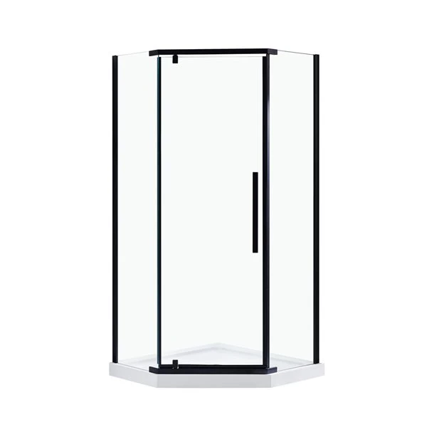 OVE Decors Christelle Black 74.72-in X 35.98-in X 35.98-in Neo-Angle Corner Shower Kit - 2-Piece - Image 5