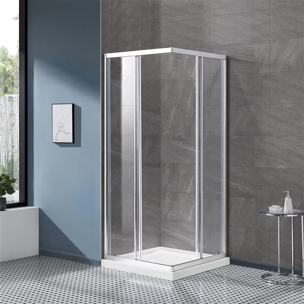 OVE Decors Marissa Chrome 81.5-in X 35.98-in X 35.98-in Square Corner Shower Kit - 2-Piece - Image 4