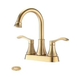 Dornberg Brushed Gold 2-Handle 4-in Centerset Bathroom Sink Faucet (Pop-Up Drain Included)