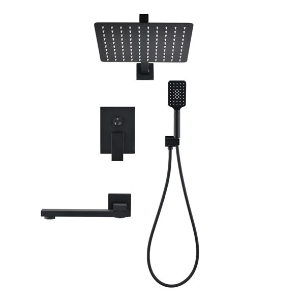 Dornberg Matte Black 1-Handle Bathtub And Shower Faucet Set (Valve Included) - Image 5